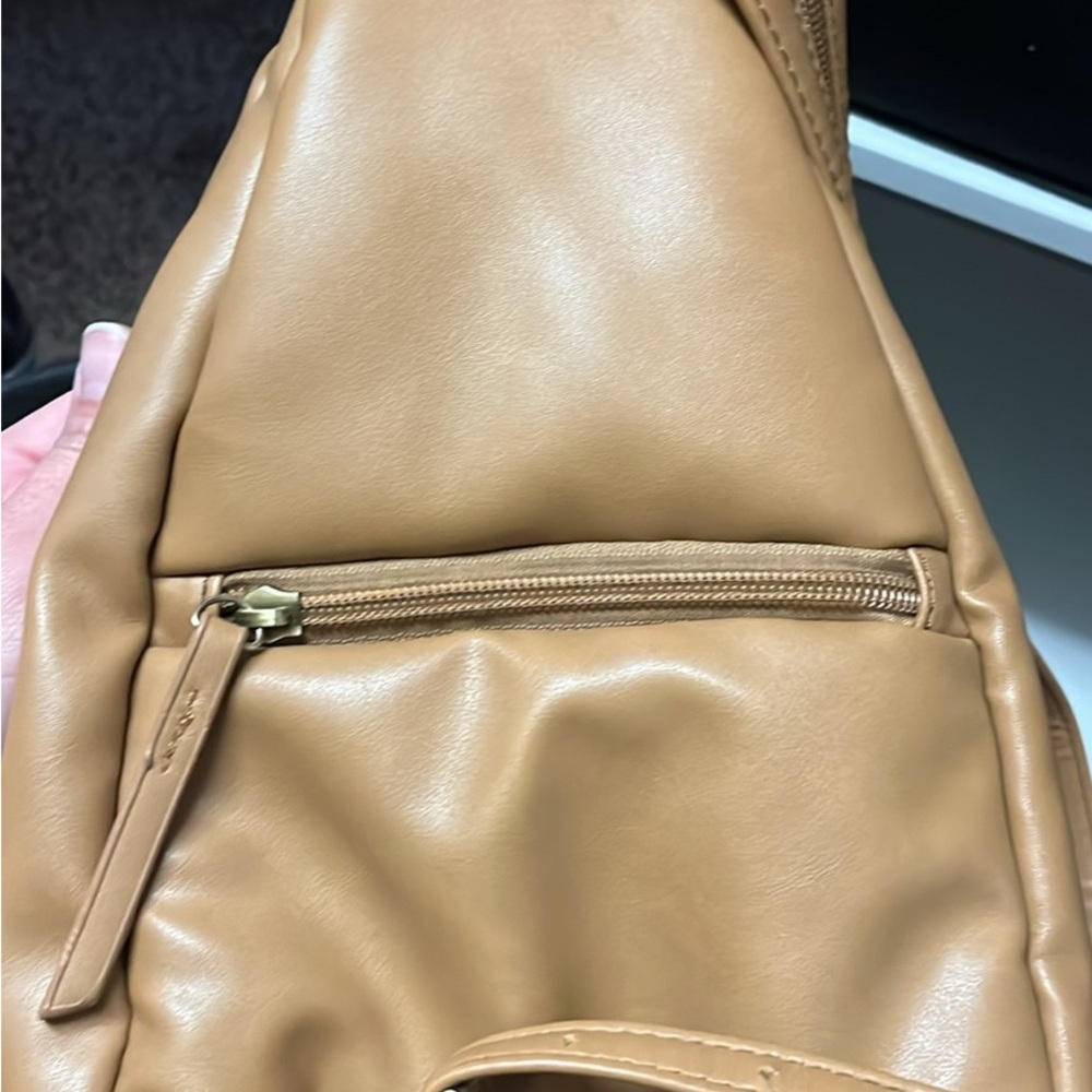 Chic Tan Leather Backpack - image 4